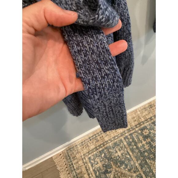 Vtg Express Duster Cardigan Size Large Blue Marbled Merino Wool Blend Y2K Belted - Picture 6 of 10